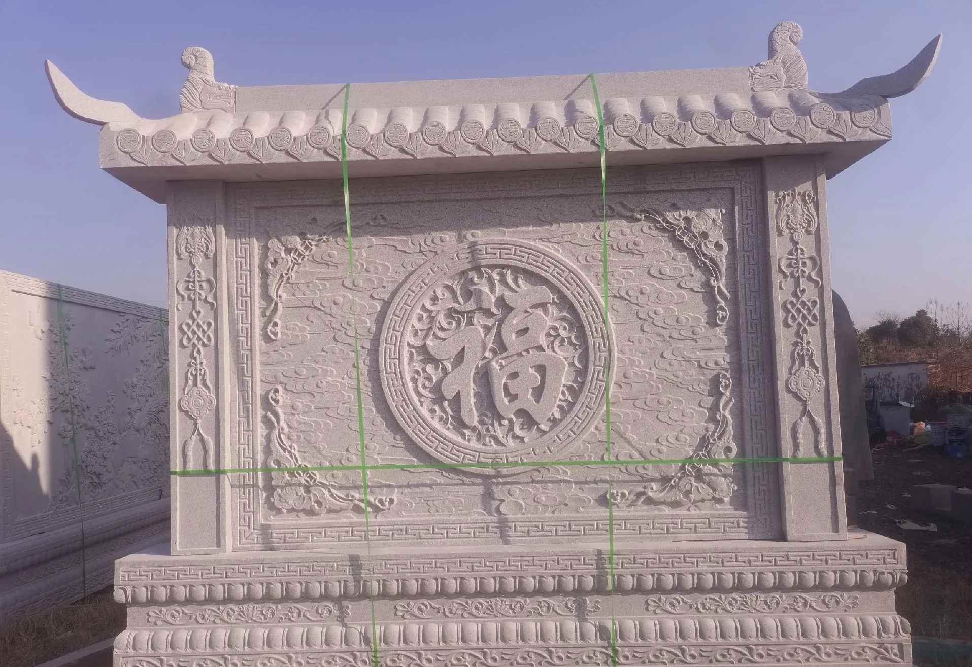 秦皇岛 芝麻白花岗岩屏风，照壁，影壁